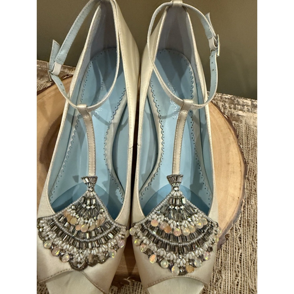 Bella Belle Annalise Ivory Silk Wedding Beaded Shoes Retired Style Sz-7.5 380$